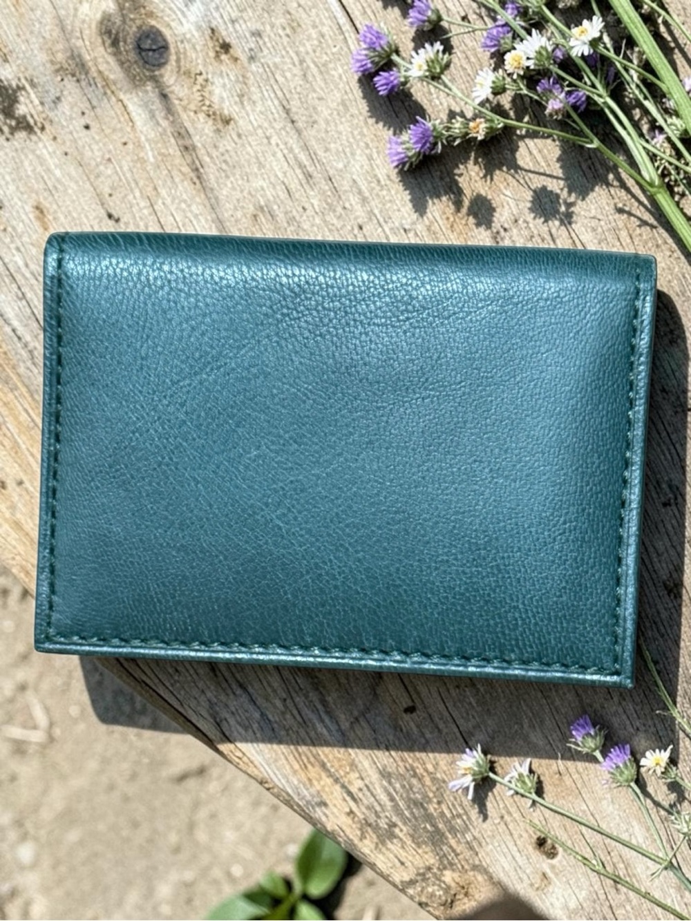 Classic Rich Green Leather Card Wallet